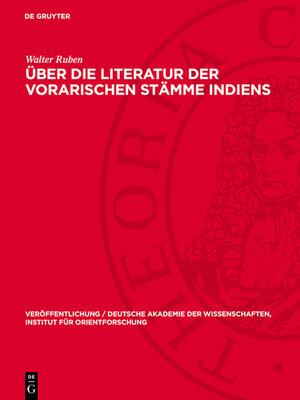 cover image of Über die Literatur der vorarischen Stämme Indiens